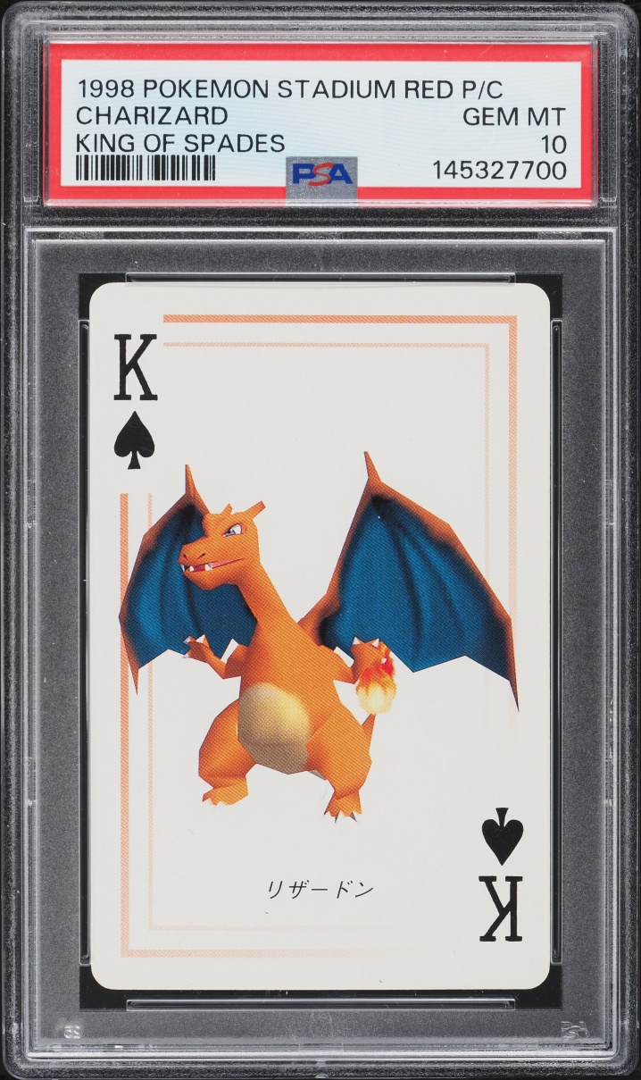 1998 Pokemon Japanese Stadium Red Playing Cards King Of Spades Charizard PSA 10 GEM MINT
