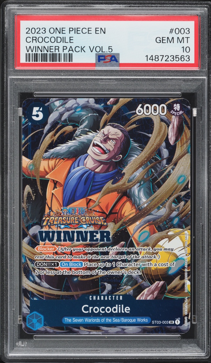 2023 One Piece Promo Winner Pack Volume 5 SR Crocodile #ST03-003 PSA 10 GEM MINT