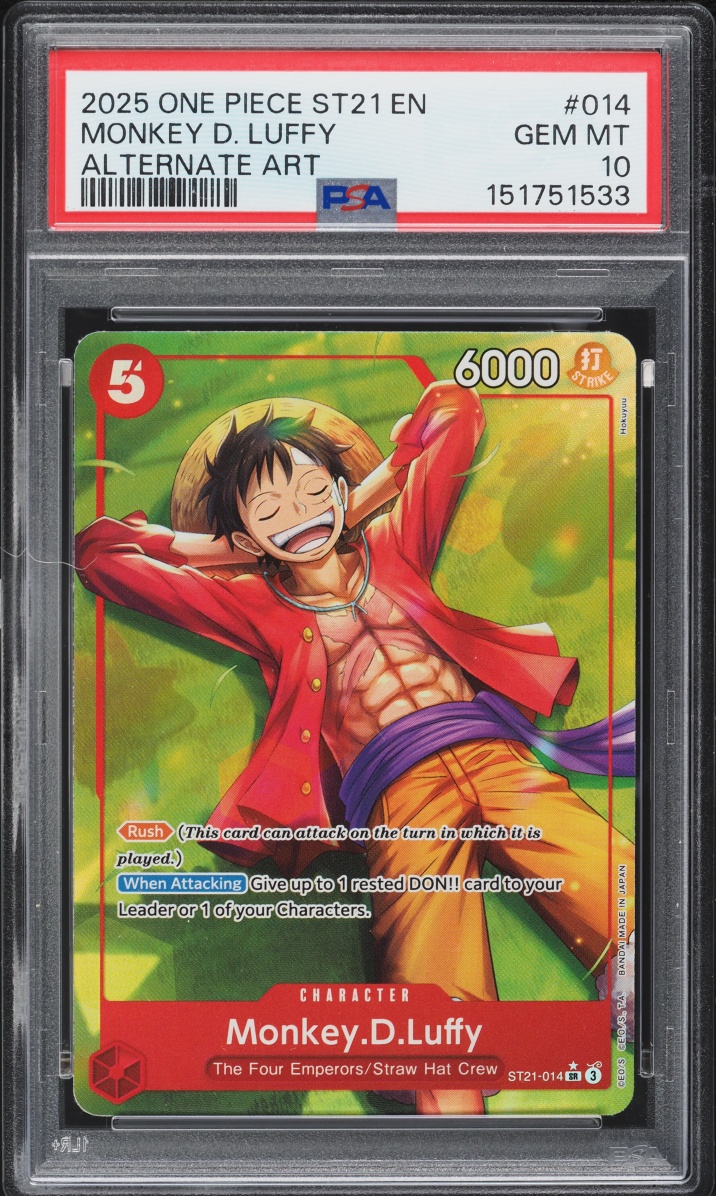 2025 One Piece Starter Deck Ex Gear 5 SR Alt Art Monkey D. Luffy #ST21-014 PSA 10 GEM MINT