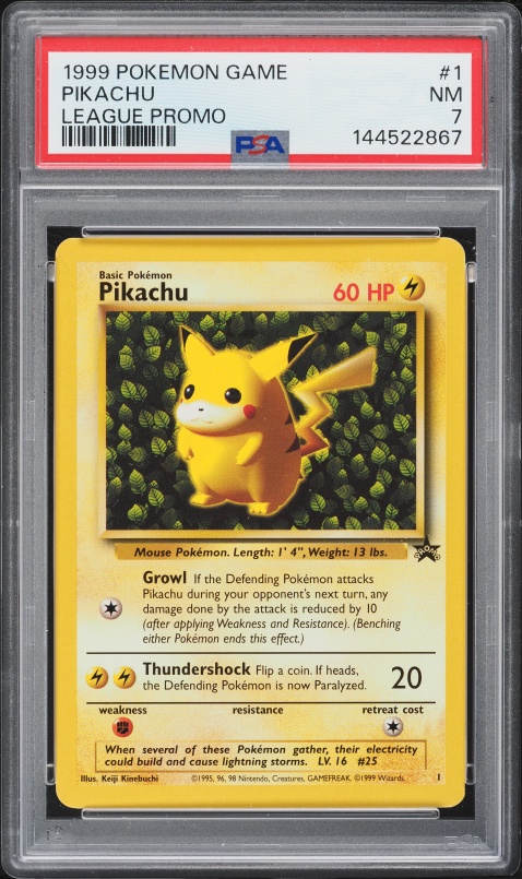 1999 Pokemon E3 Stamp Yellow Cheeks Pikachu #58 PSA 7 NRMT on