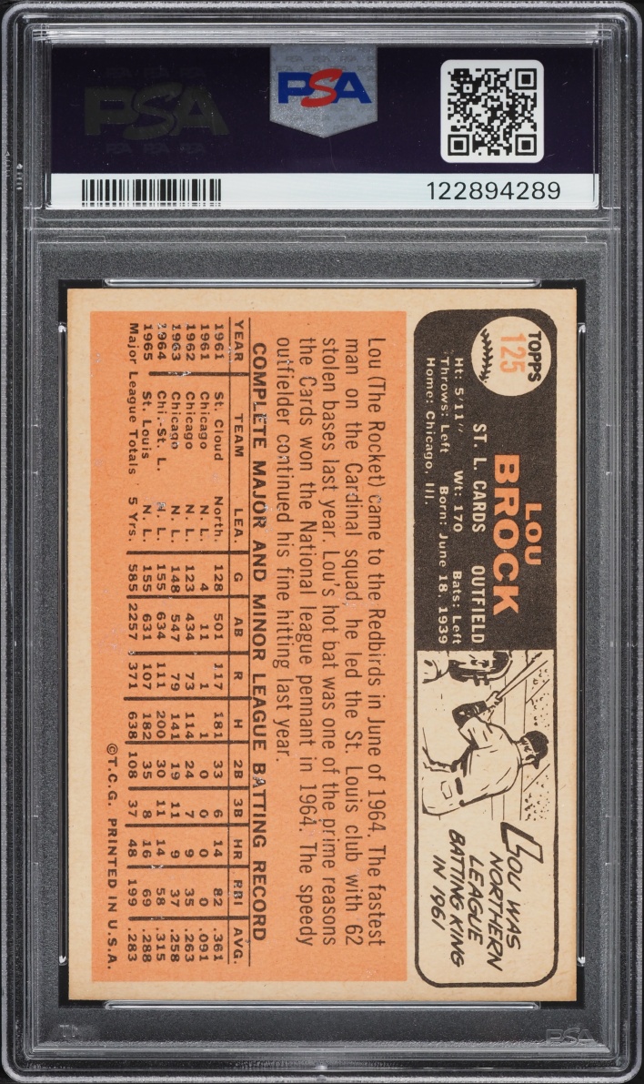 1966 Topps Lou Brock #125 PSA 5 EX