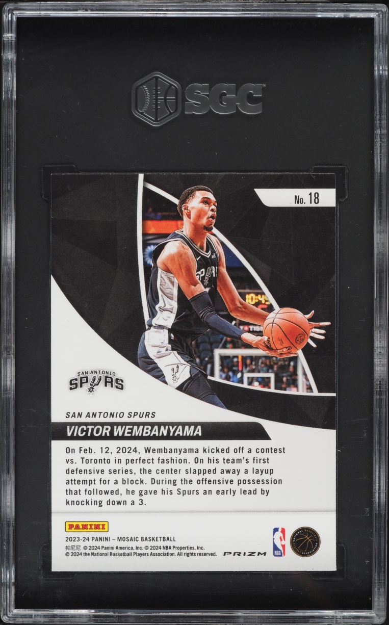 2023 Panini Mosaic Elevate Green Prizm Victor Wembanyama ROOKIE #18 SGC 9.5 MINT+