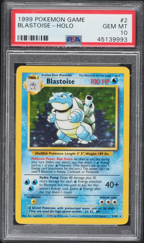 1996 Pokemon Japanese Base No Rarity Symbol Holo Blastoise #9 PSA
