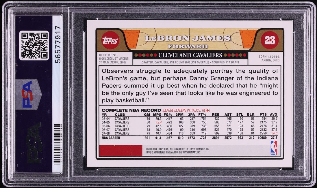 2008 Topps Basketball LeBron James #23 PSA 10 GEM MINT