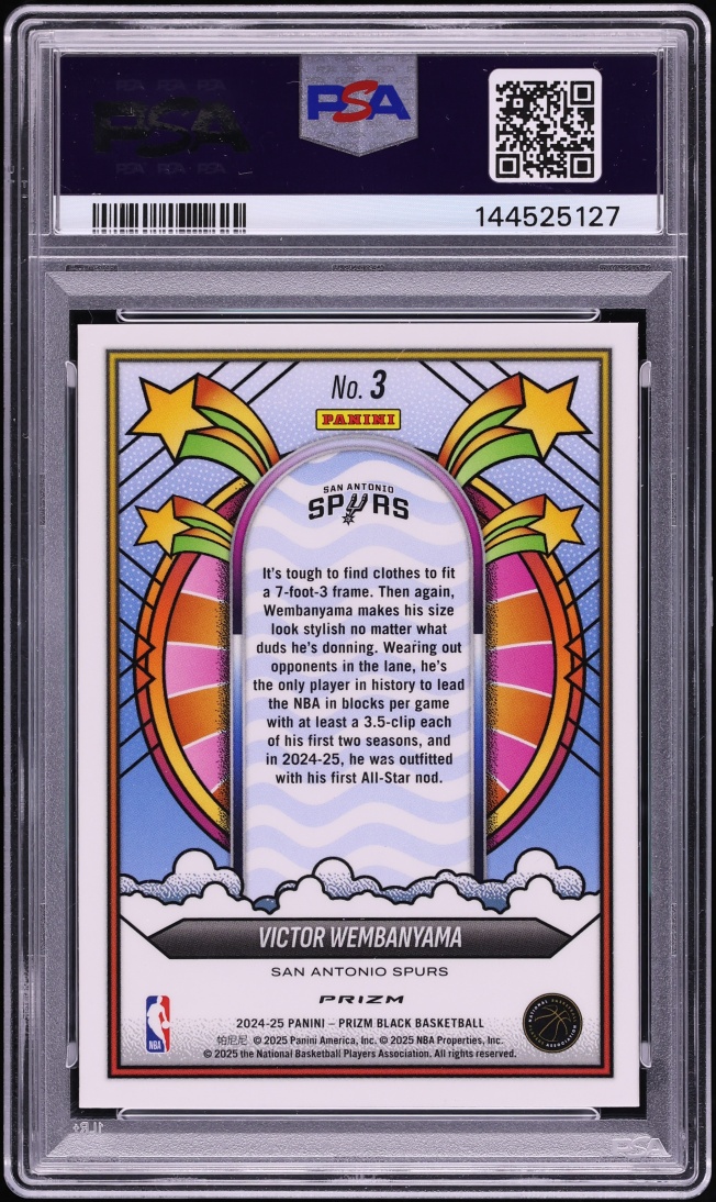 2024 Panini Prizm Black Groovy Victor Wembanyama #3 PSA 8 NM-MT
