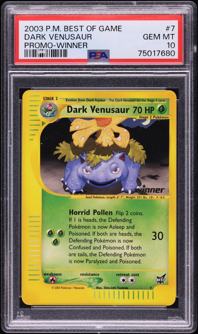 2003 Pokemon Best Of Game Promo Winner Dark Venusaur #7 PSA 10 GEM MINT