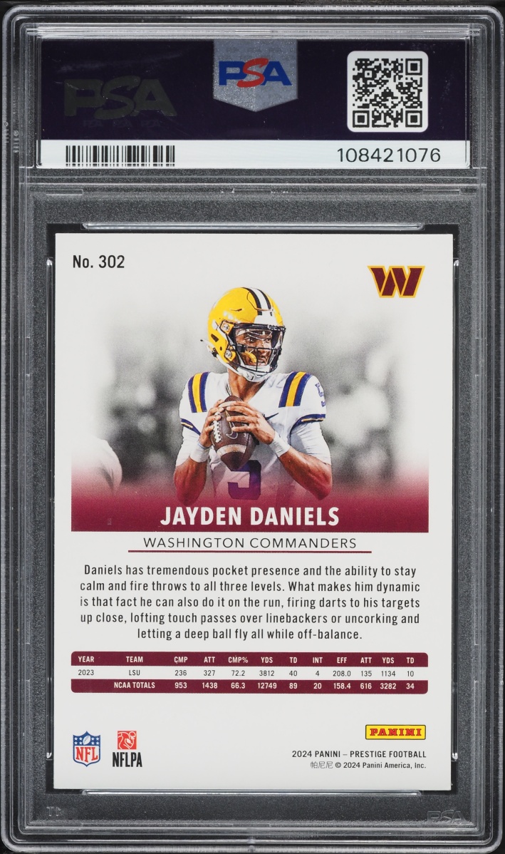2024 Panini Prestige Sunburst Xtra Points Jayden Daniels ROOKIE #302 PSA 9 MINT