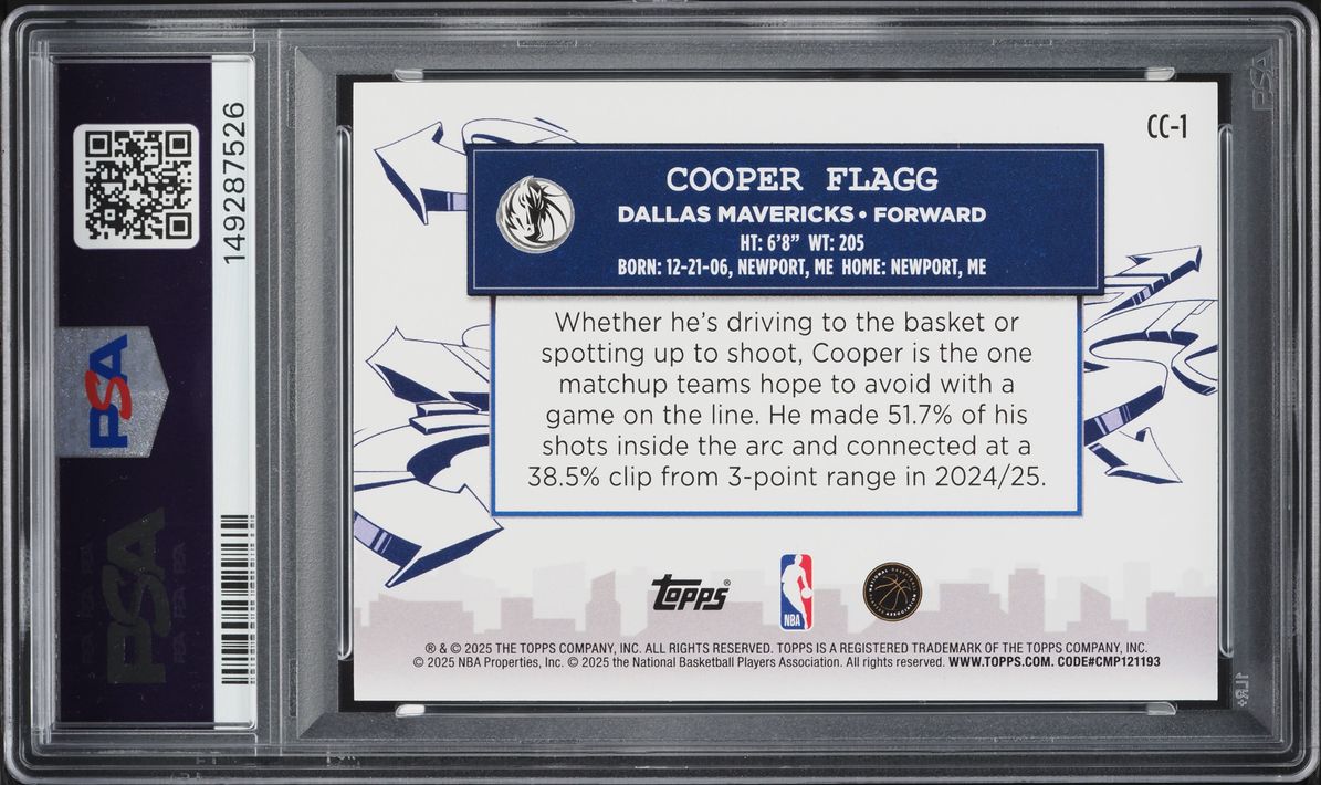 2025 Topps Clutch City Prospects Cooper Flagg ROOKIE #CC-1 PSA 10 GEM MINT
