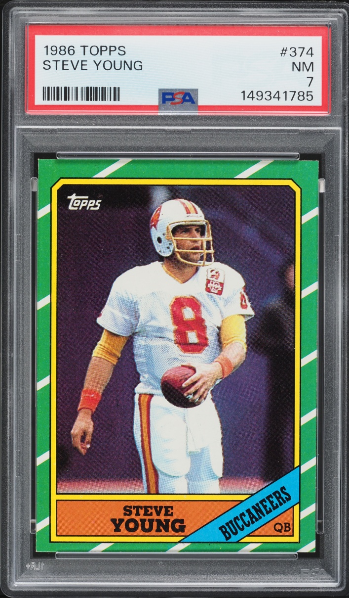 1986 Topps Football Steve Young ROOKIE #374 PSA 7 NRMT