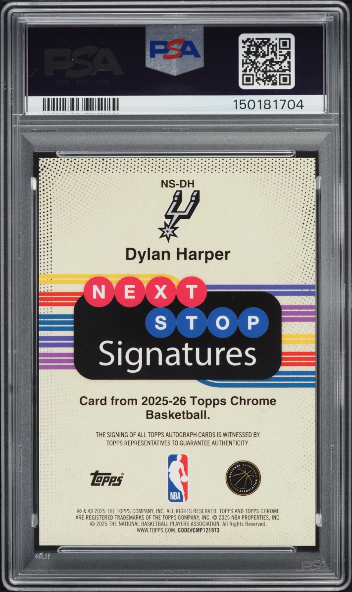 2025 Topps Chrome Next Stop Dylan Harper ROOKIE AUTO #NS-DH PSA 9 MINT