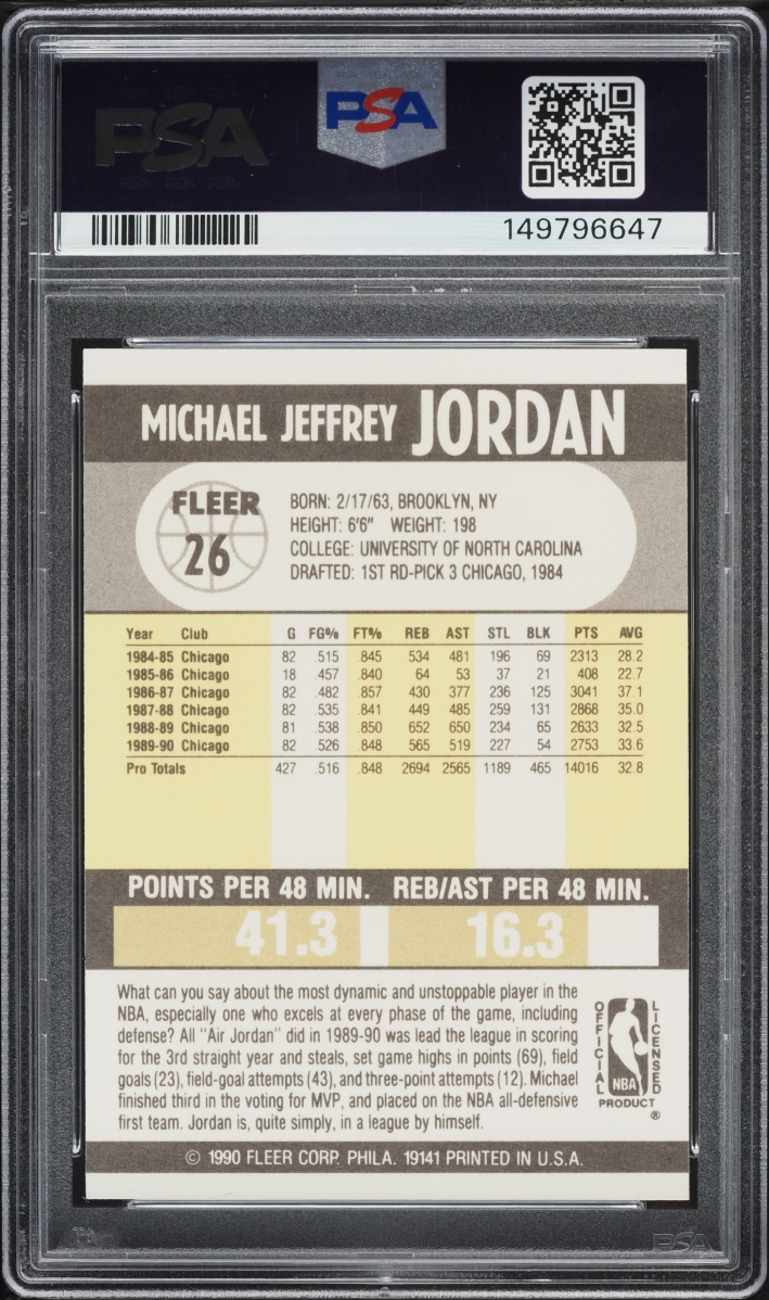 1990 Fleer Basketball Michael Jordan #26 PSA 9 MINT