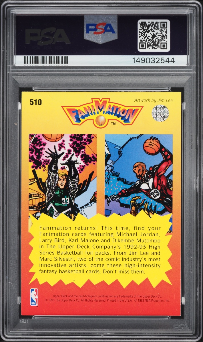 1992 Upper Deck Fanimation Larry Bird & Michael Jordan #510 PSA 8 NM-MT