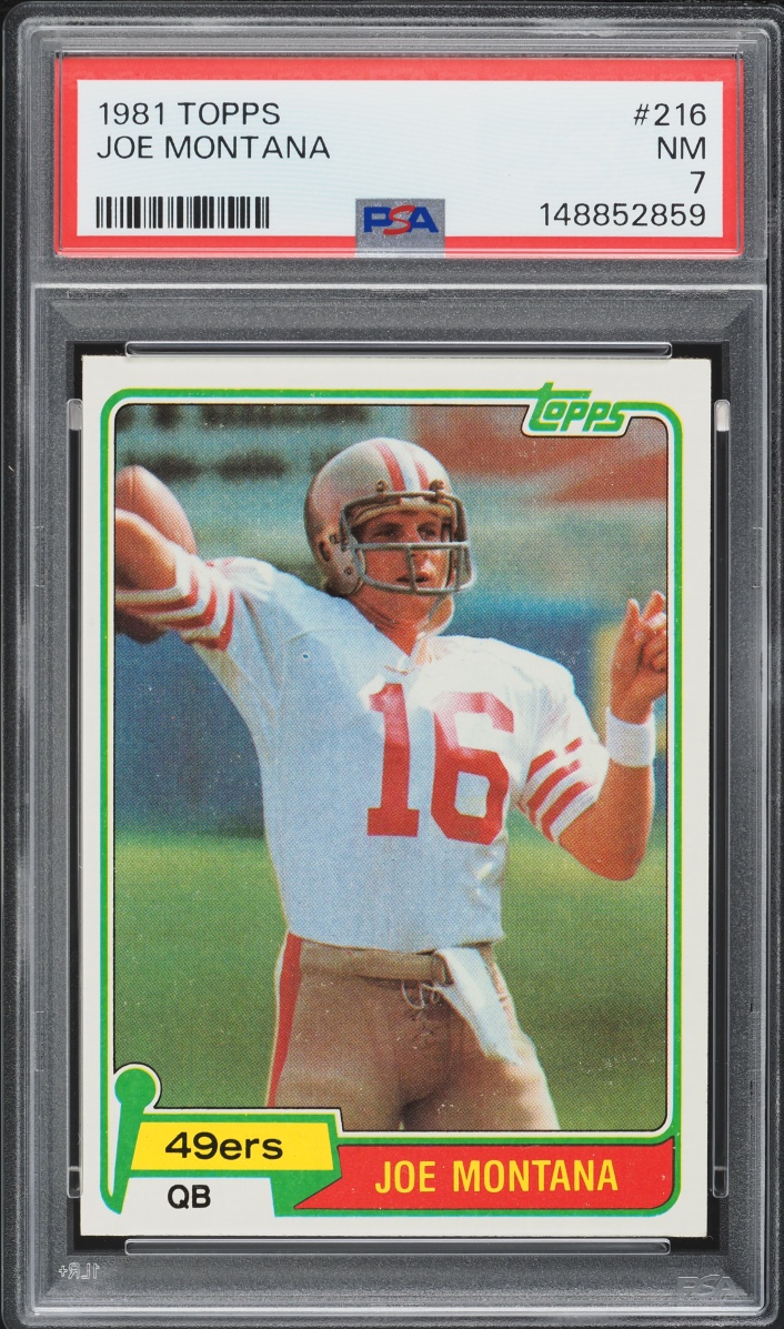 1981 Topps Football Joe Montana ROOKIE #216 PSA 7 NRMT