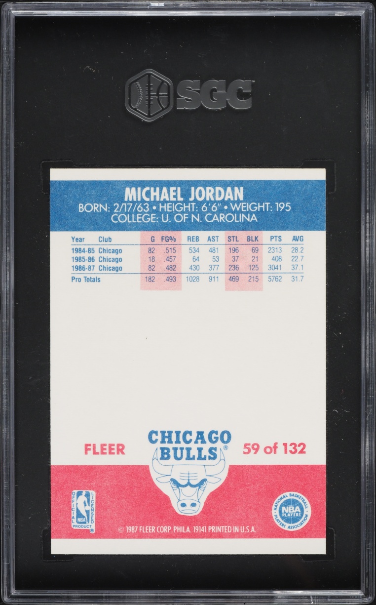 1987 Fleer Basketball Michael Jordan #59 SGC 8.5 NM-MT+