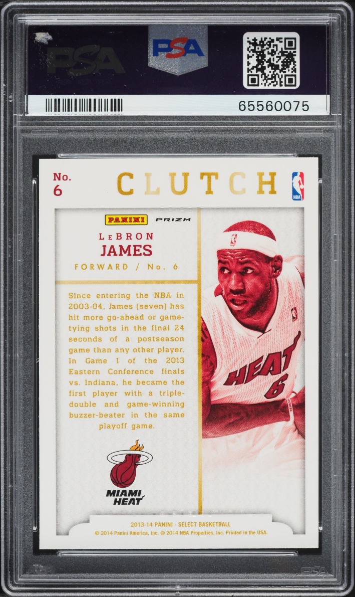 2013 Select Clutch Silver Prizm LeBron James #6 PSA 10 GEM MINT
