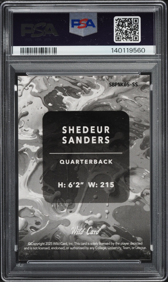 2025 Wild Card Splat Hobby Jumbo Pink Scratch Plaid Background 5 Shedeur Sanders 1/2 #SS PSA 10