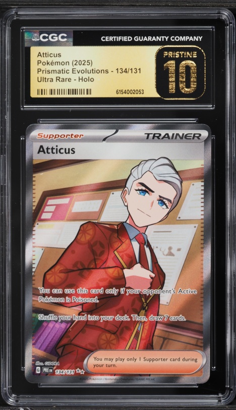 2025 Pokemon Scarlet & Violet Prismatic Evolutions Full Art Atticus #134 CGC 10 PRISTINE