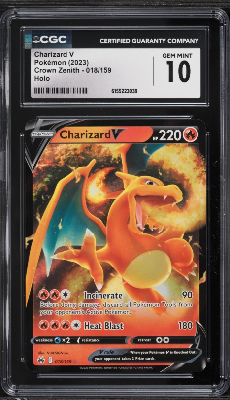 2023 Pokemon Sword & Shield Crown Zenith Full Art Charizard V #18 CGC 10 GEM MINT