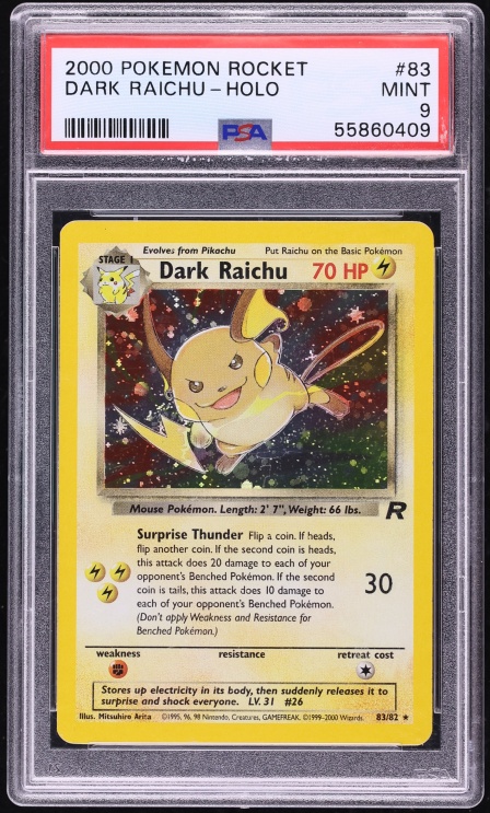 2000 Pokemon Team Rocket Holo Dark Raichu #83 PSA 9 MINT