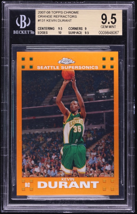 2007 Topps Chrome Orange Refractor Kevin Durant ROOKIE /199 #131 BGS 9.5 GEM MINT