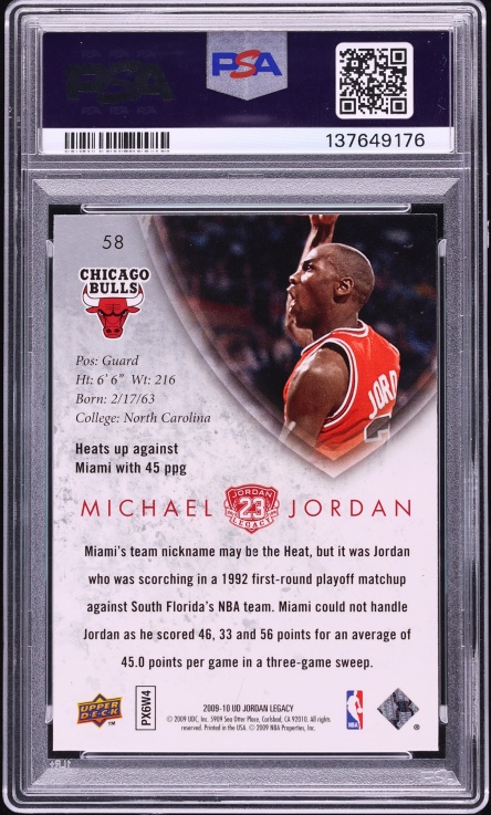 2009 Upper Deck Jordan Legacy Gold Michael Jordan #58 PSA 10 GEM MINT