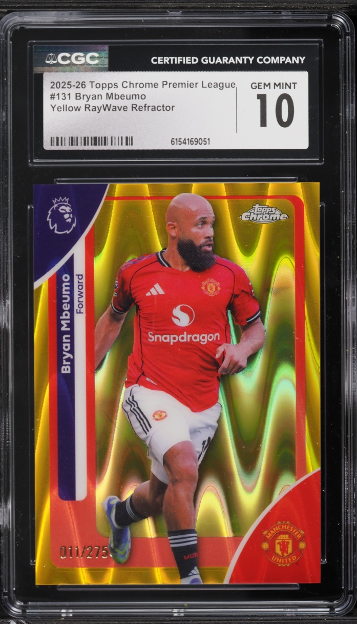 2025 Topps Chrome Premier League Yellow RayWave Refractor Bryan Mbeumo /275 #131 CGC 10 GEM