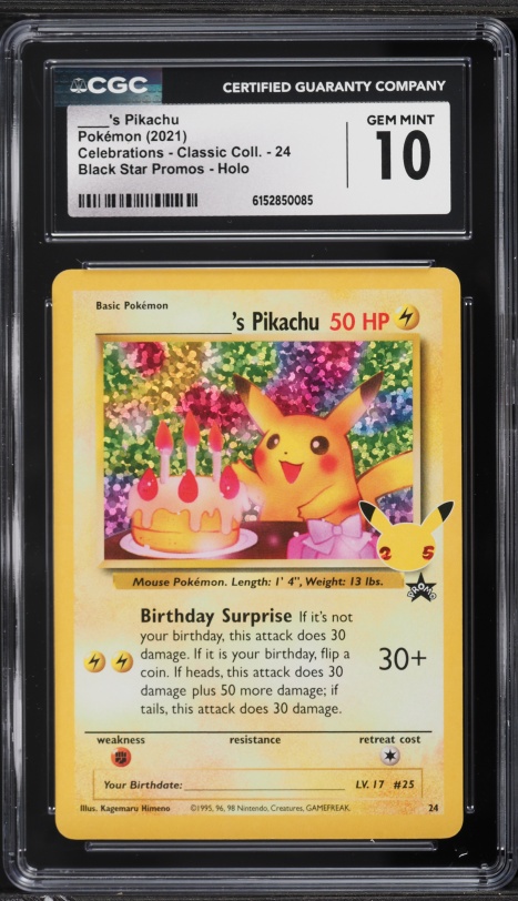 2021 Pokemon Celebrations Classic Collection Holo Birthday Pikachu 24/53 PSA 10