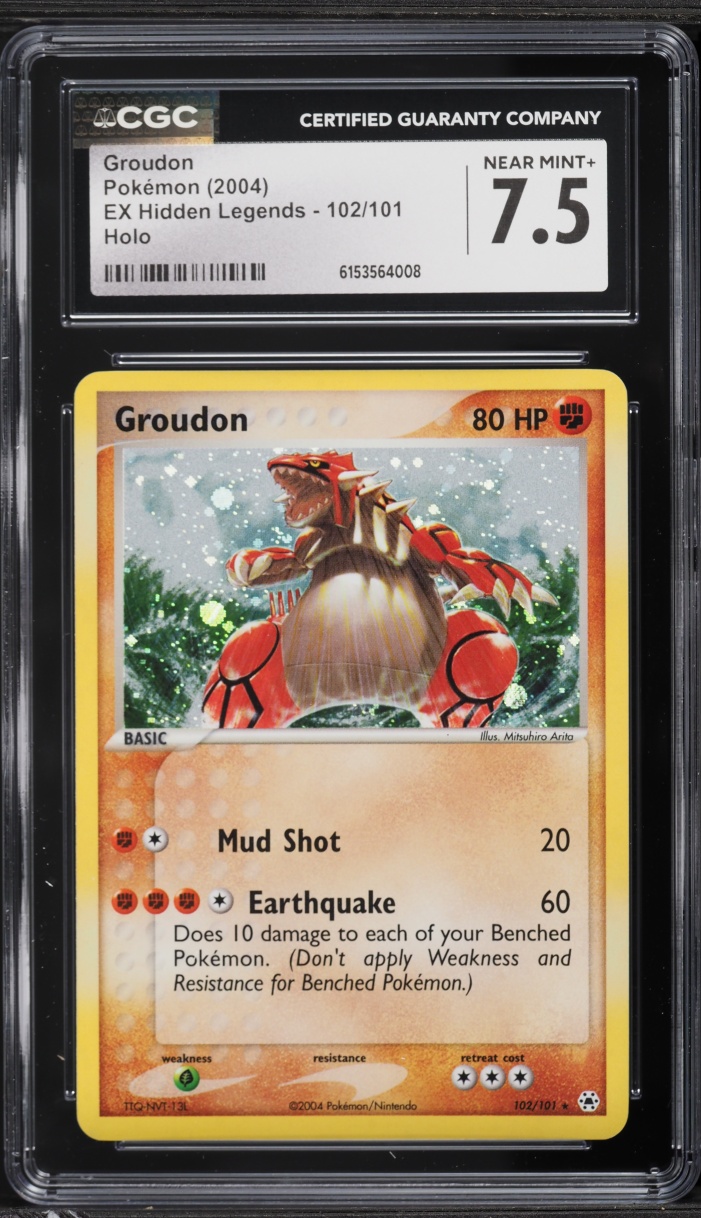 2004 Pokemon EX Hidden Legends Holo Groudon #102 CGC 7.5 NRMT+
