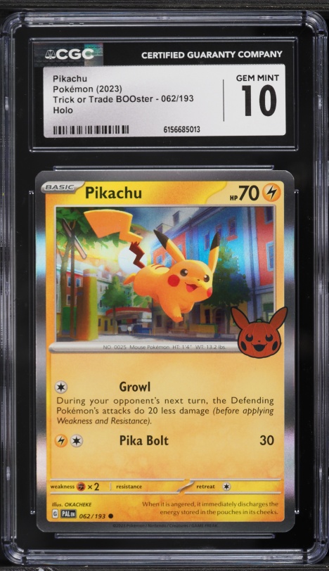 2023 Pokemon SV Paldea Evolved Trick Or Trade BOOster Holo Pikachu #62 CGC 10 GEM MINT