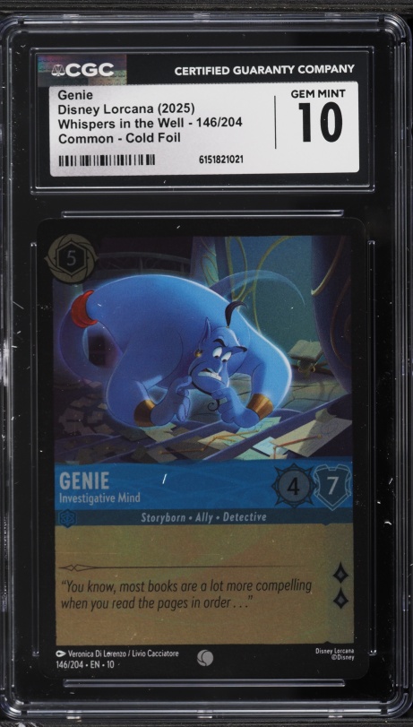 2025 Disney Lorcana Whispers In The Well Cold Foil Genie #146 CGC 10 GEM MINT