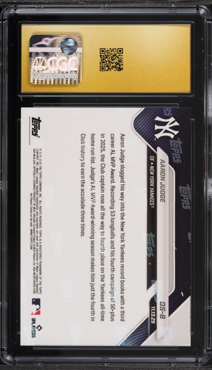 2025 Topps Now Off-Season Aaron Judge #OS-8 CGC 10 PRISTINE