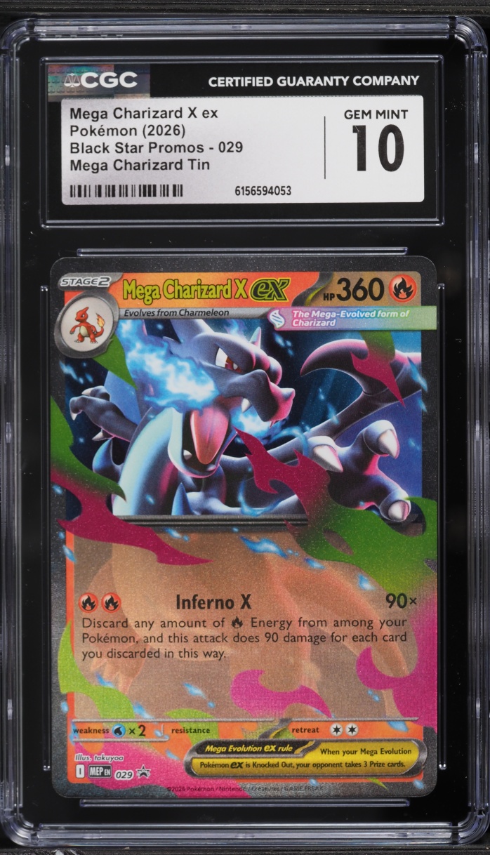 2026 Pokemon Mega Evolution Black Star Promo Tin Mega Charizard X EX #29 CGC 10 GEM MINT