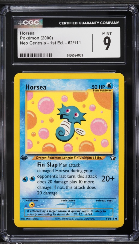 pokemon card horsea - 116/165 - Pokemon 151 - Reverse Foil RarityIllustration Rare Hit Points60 HP Water Hold Still Heal 30 damage from this Pokemon Horsea 062 - Unlimited Neo