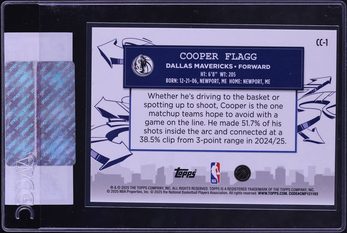 2025 Topps Clutch City Prospects Cooper Flagg ROOKIE #CC-1 CGC AUTH