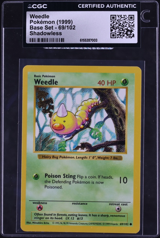 1996 Pokemon Japanese Base Set Weedle #13 CGC 9.5 MINT+ on Fanatics Collect
