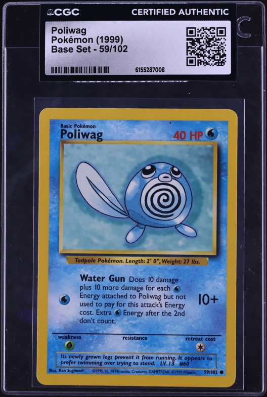 1999 poliwag pokemon card value 151 PokeArtica AI Artwork Custom Retreat Cost RARE Pokemon Poliwag Base Set