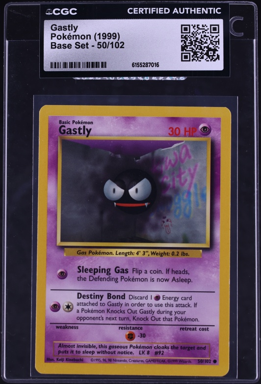 1999 Pokemon Base Set Shadowless Gastly #50 PSA 9 MINT on Fanatics