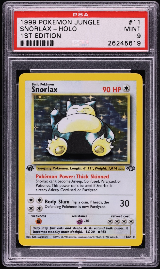 1999 Pokemon Jungle 1st Edition Holo Snorlax #11 PSA 9 MINT