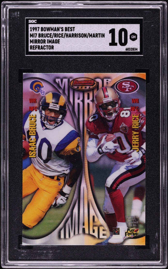 1997 Bowman's Best Mirror Image Refractor Bruce Harrison Martin Jerry Rice #MI7 SGC 10 GEM MINT