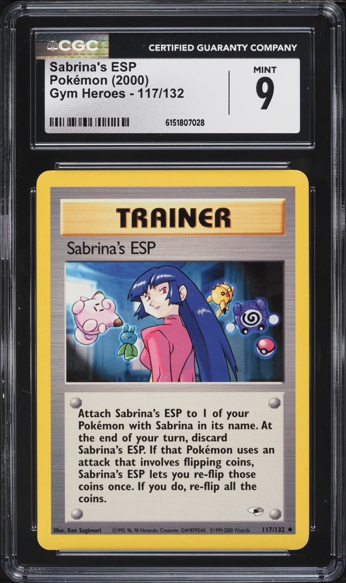 2000 Pokemon Gym Heroes Sabrina's ESP #117 CGC 9 MINT