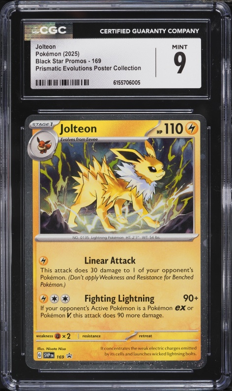 2025 Pokemon SV Black Star Promo Prismatic Evolutions Poster Jolteon #169 CGC 10 on Fanatics Collect 2025 Pokemon SV Black Star Promo Prismatic Evolutions Poster Jolteon #169 CGC 10 on Fanatics Collect