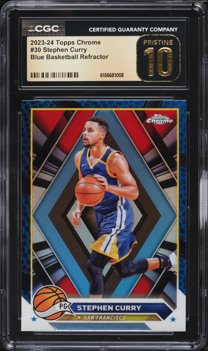 2023 Topps Chrome Blue Basketball Refractor Stephen Curry #30 CGC 10 PRISTINE