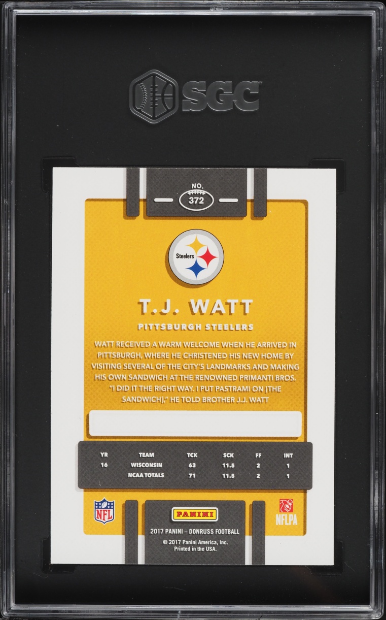 2017 Donruss TJ Watt ROOKIE #372 SGC 9.5 MINT+