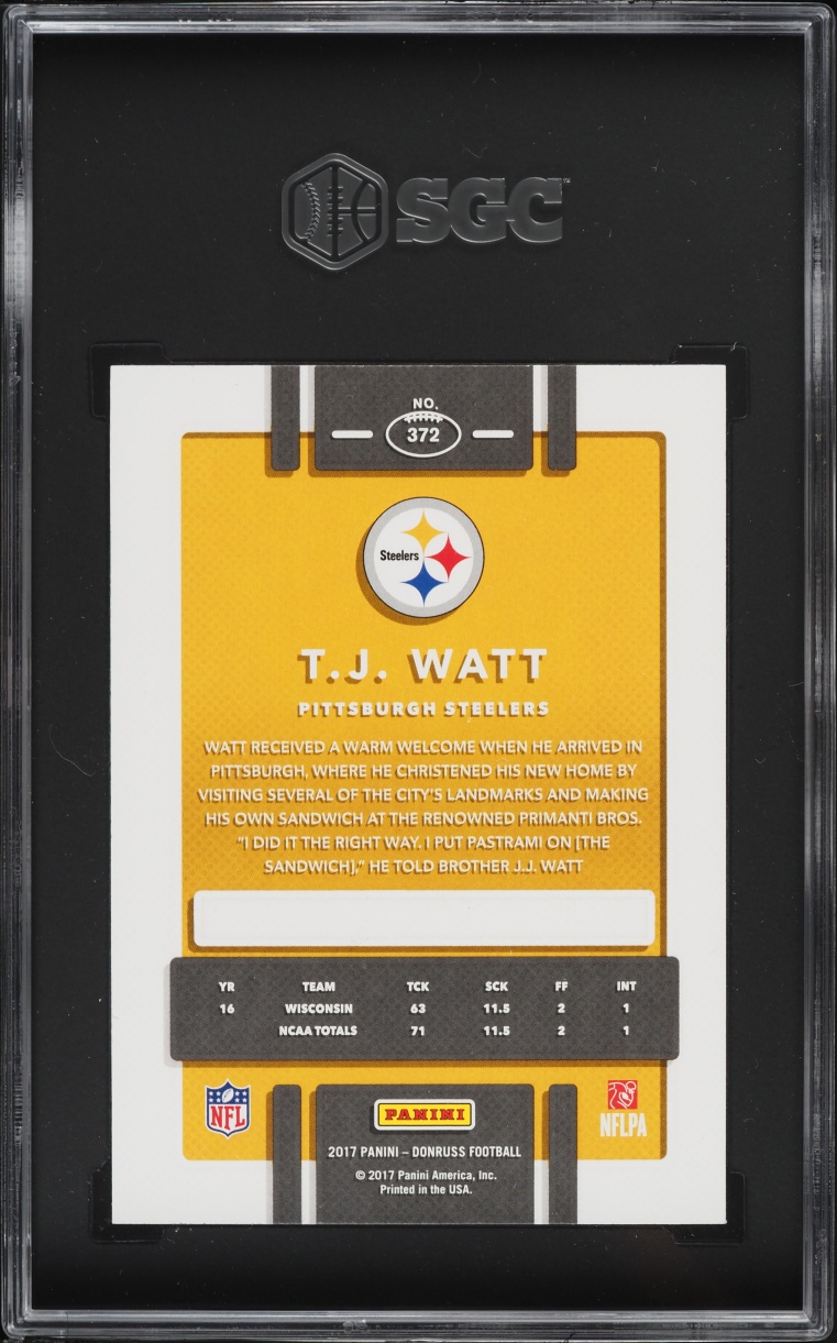 2017 Donruss TJ Watt ROOKIE #372 SGC 9 MINT