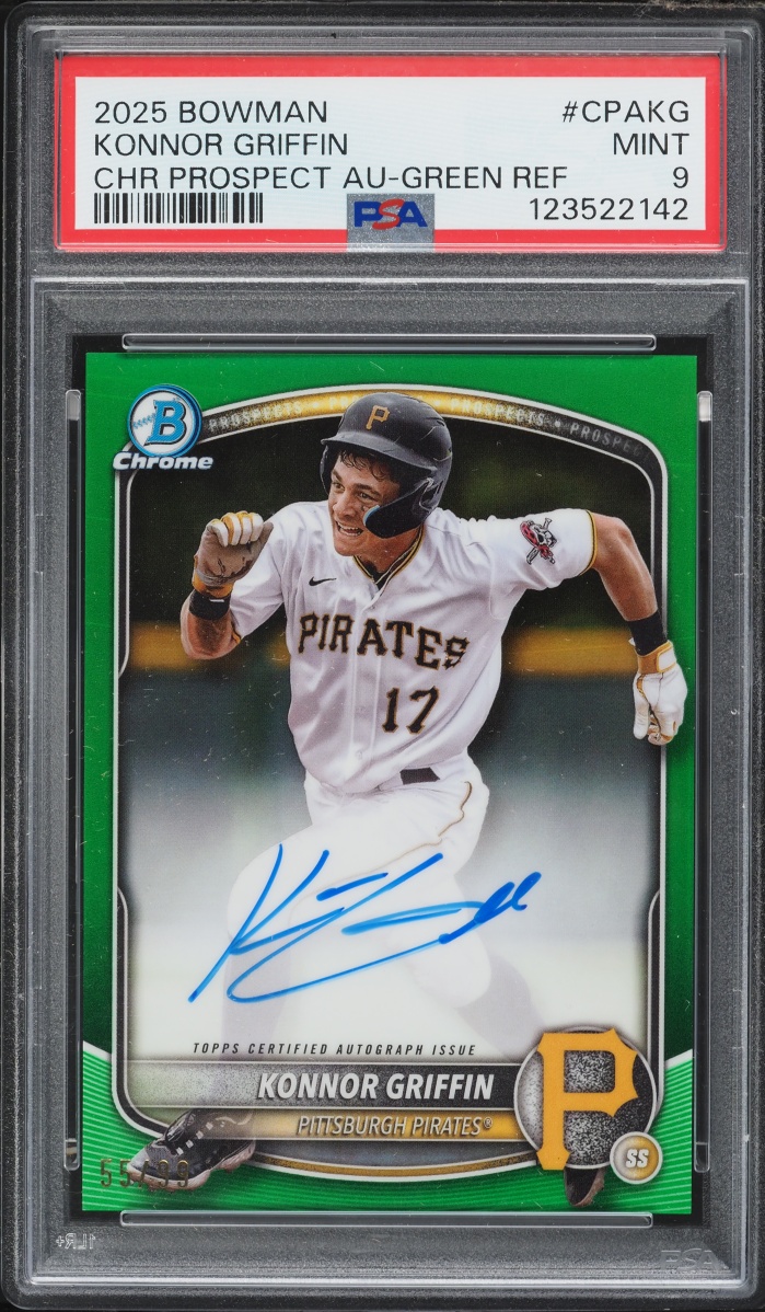 2025 Bowman Chrome Green Refractor Konnor Griffin PROSPECT AUTO /99 #CPA-KG PSA 9 MINT