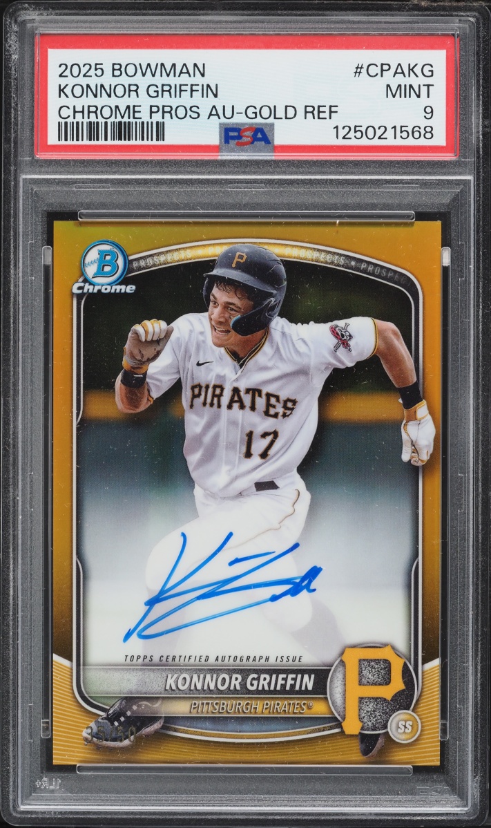 2025 Bowman Chrome Gold Refractor Konnor Griffin PROSPECT AUTO /50 #CPA-KG PSA 9 MINT