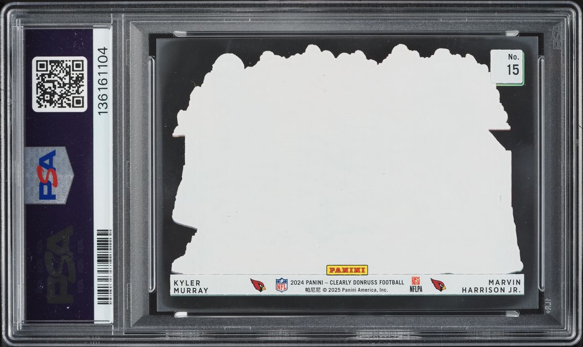 2024 Panini Clearly Donruss Downtown Duos Kyler Murray Marvin Harrison Jr. ROOKIE #15 PSA 8
