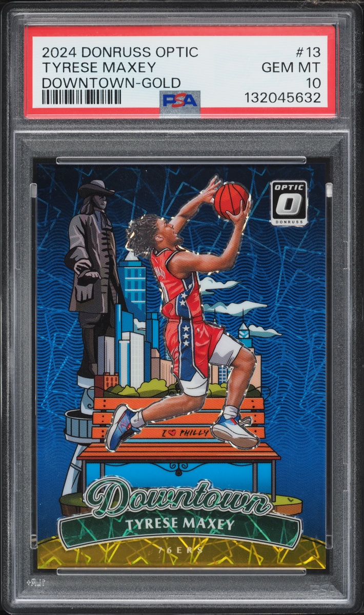 2024 Donruss Optic Downtown Gold Tyrese Maxey /10 #13 PSA 10 GEM MINT