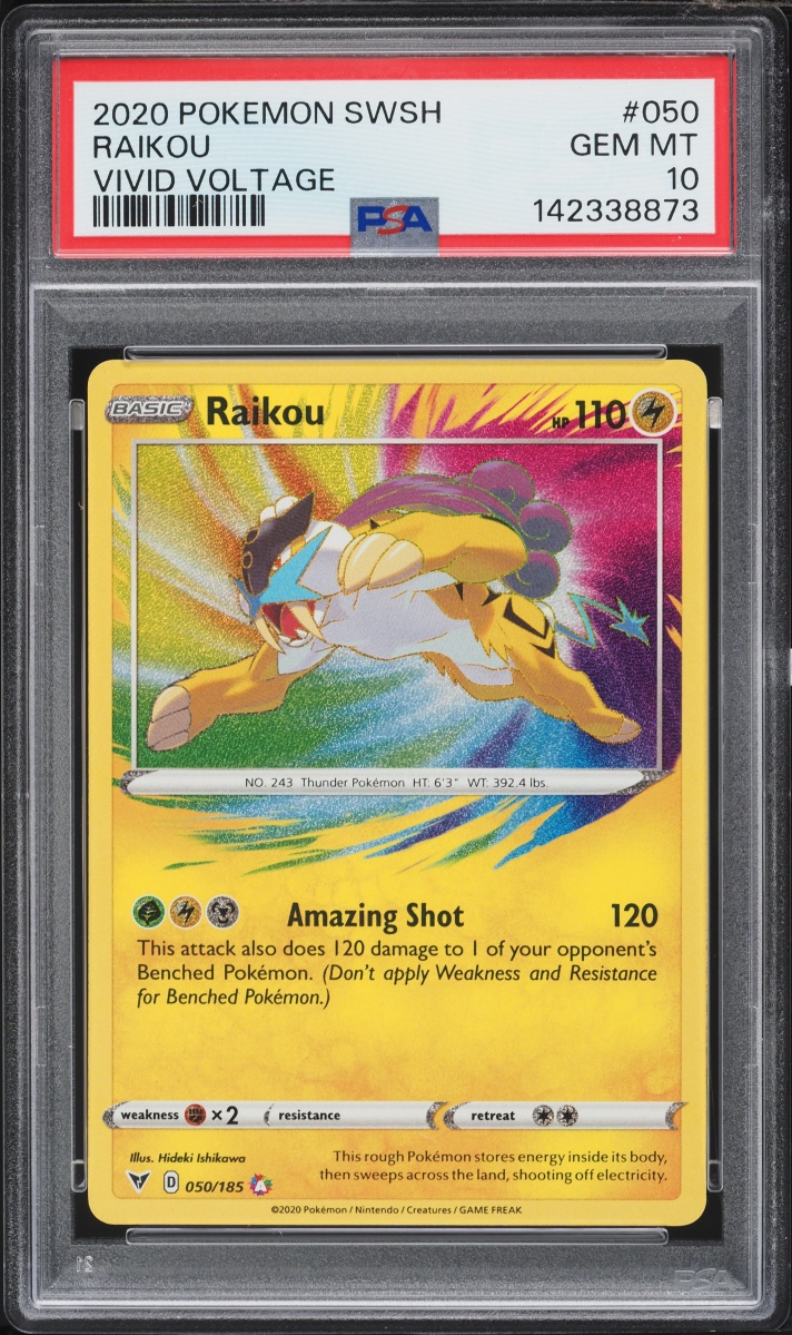 2020 Pokemon Sword & Shield Vivid Voltage Amazing Rare Raikou #50 PSA 10 GEM MINT