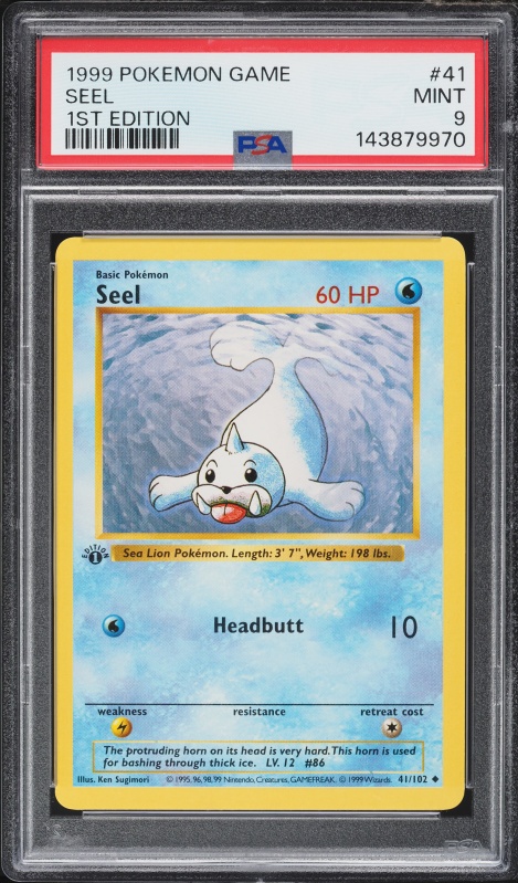 1999 Pokemon Base Set Shadowless 1st Edition Seel #41 PSA 9 MINT